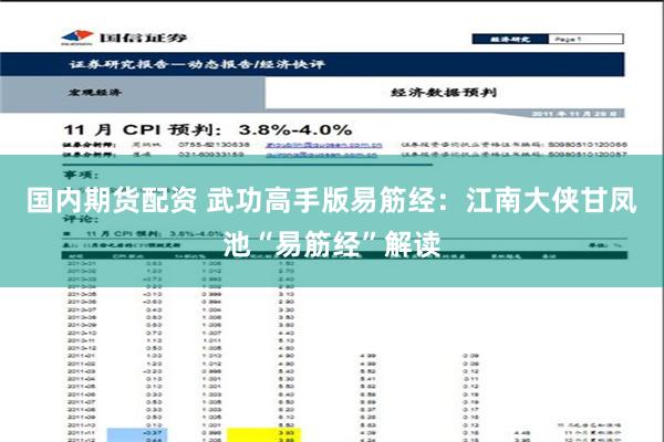 国内期货配资 武功高手版易筋经：江南大侠甘凤池“易筋经”解读