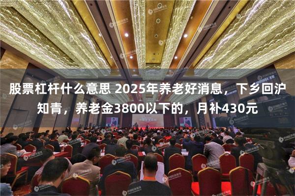 股票杠杆什么意思 2025年养老好消息，下乡回沪知青，养老金3800以下的，月补430元